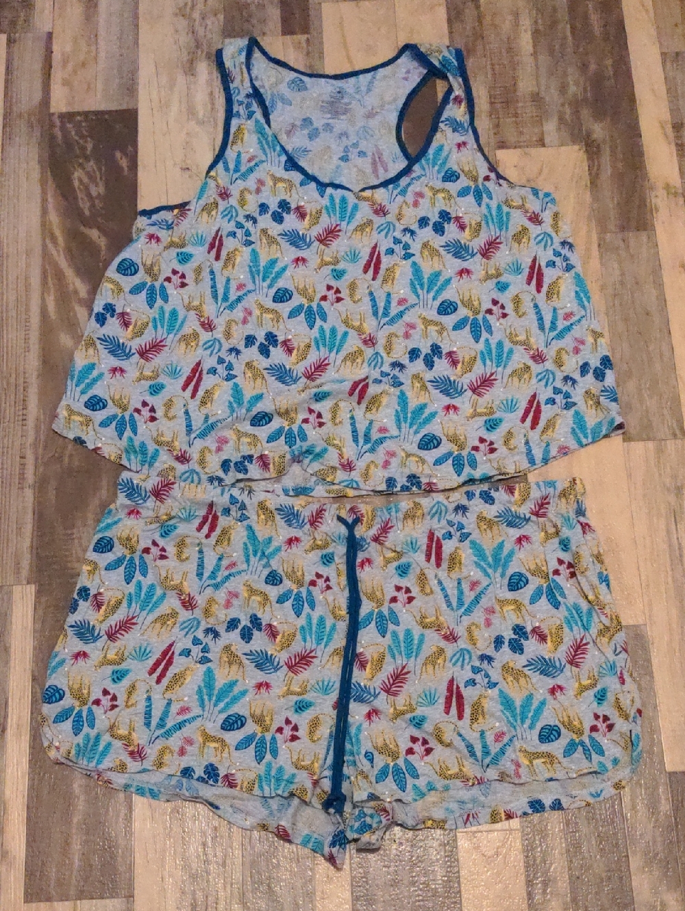 Secret Treasures Cheetah Tropical Pajama Set 2pc Tank & Shorts Plus Size 3X 22W